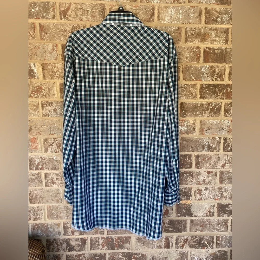 Wrangler Pearl Snap Vintage Western Shirt Long Sleeve Men’s 18  Plaid